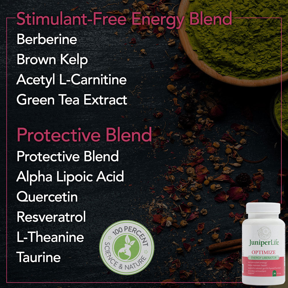 OPTIMIZE w/Berberine, Acetyl l-carnitine, Theanine, Alpha-lipoic acid, Quercitin, and Taurine. | Supports a Healthy Metabolism, Thyroid, Antioxidant, Cholesterol, Brain & Mood.